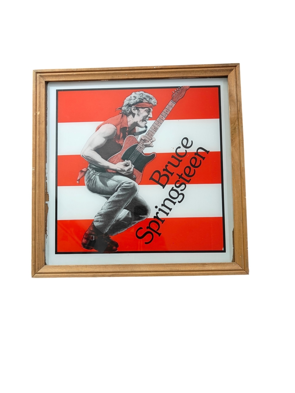 Bruce Springsteen Framed Glass Art - Red & White Stripe